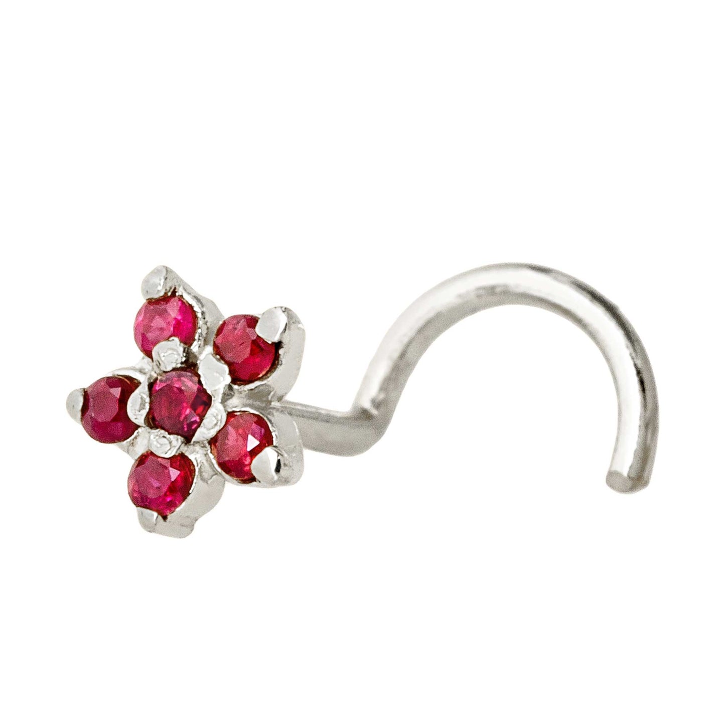 Jewelry Avalanche 22G Solid 14K Gold Ruby Flower Nose Screw Nose Stud