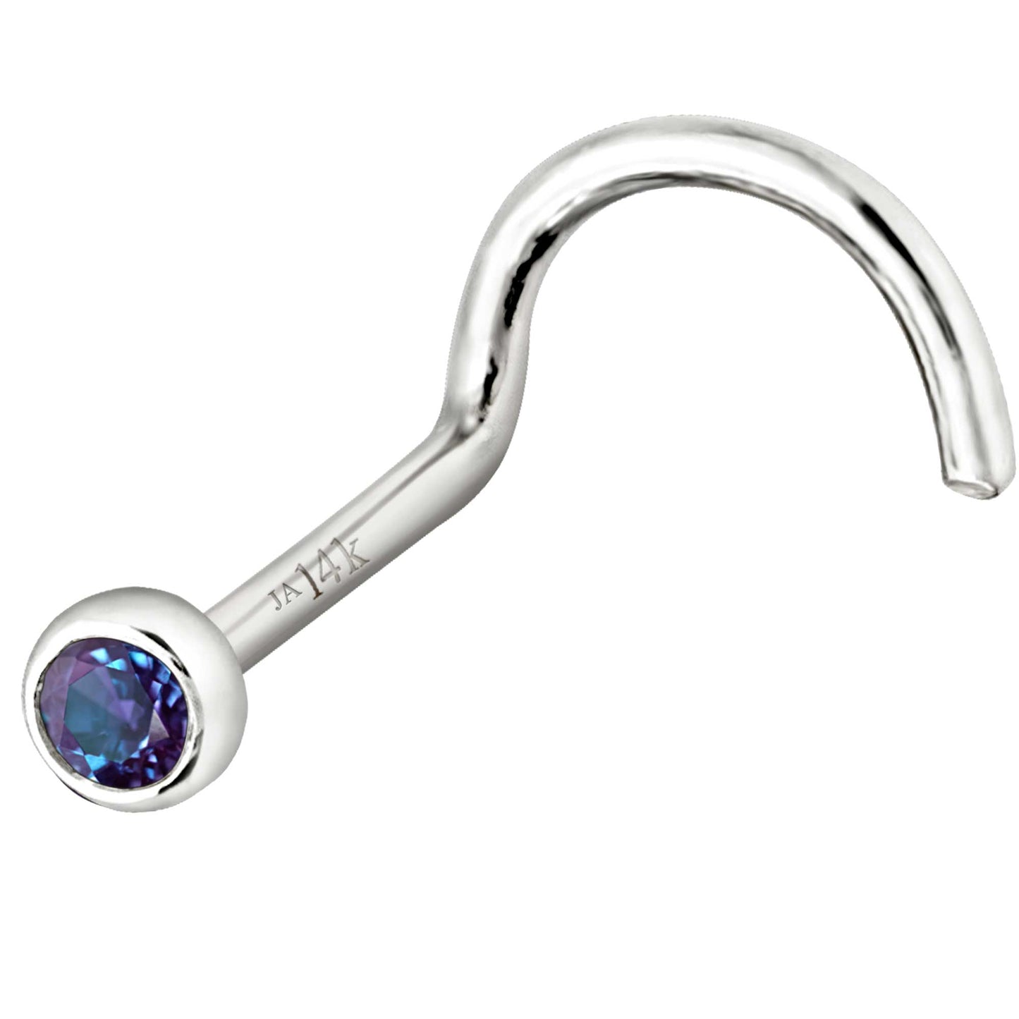 Jewelry Avalanche 22G 14K Gold Bezel-set Alexandrite Nose Screw Nose Stud