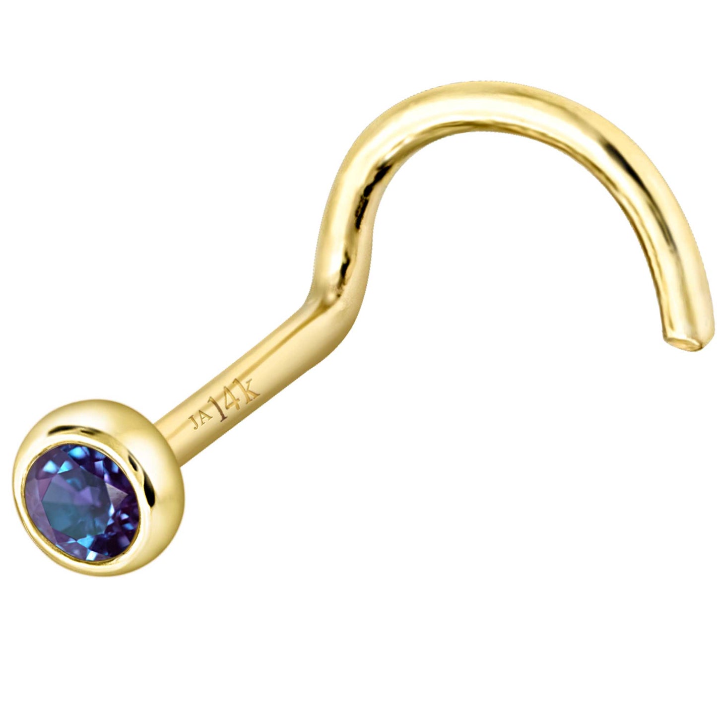 Jewelry Avalanche 22G 14K Gold Bezel-set Alexandrite Nose Screw Nose Stud