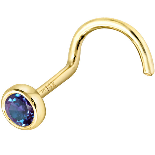 Jewelry Avalanche 22G 14K Gold Bezel-set Alexandrite Nose Screw Nose Stud