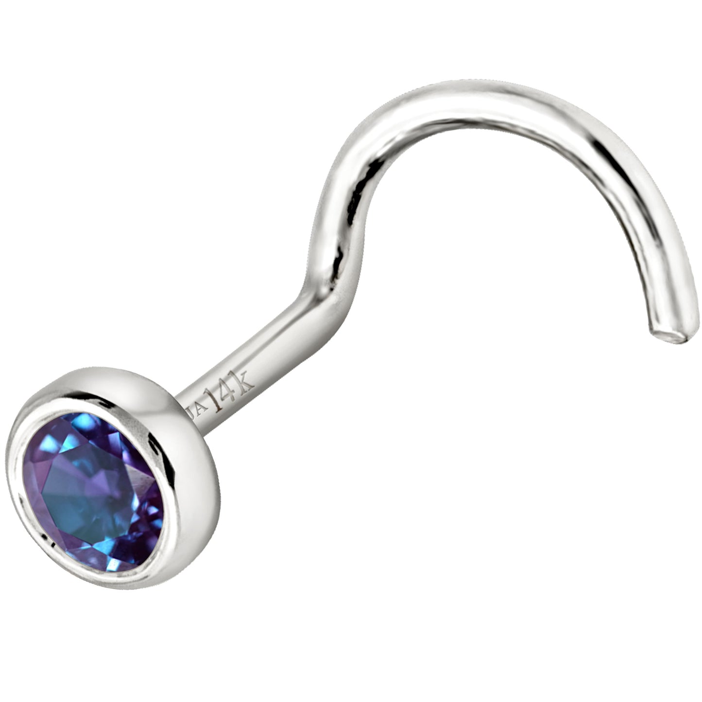 Jewelry Avalanche 22G 14K Gold Bezel-set Alexandrite Nose Screw Nose Stud