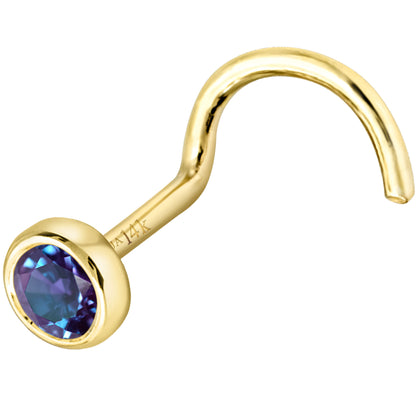 Jewelry Avalanche 22G 14K Gold Bezel-set Alexandrite Nose Screw Nose Stud