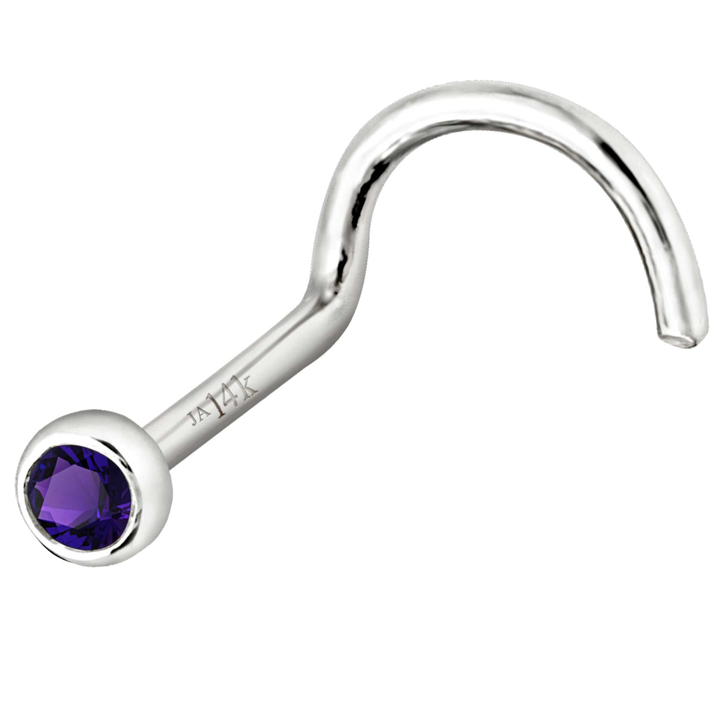 Jewelry Avalanche 22G 14K Gold Bezel-set Amethyst Nose Screw Nose Stud