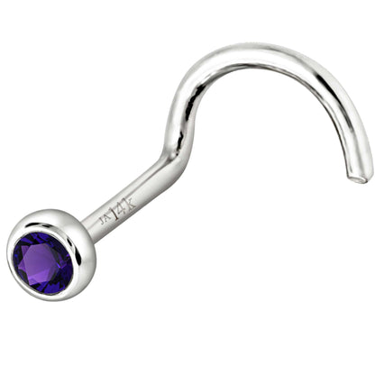 Jewelry Avalanche 22G 14K Gold Bezel-set Amethyst Nose Screw Nose Stud