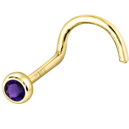 Jewelry Avalanche 22G 14K Gold Bezel-set Amethyst Nose Screw Nose Stud