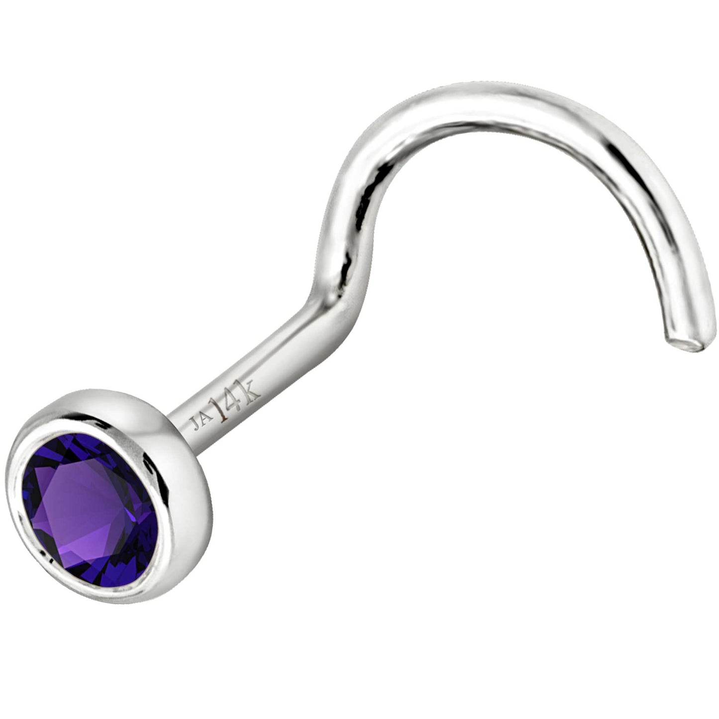 Jewelry Avalanche 22G 14K Gold Bezel-set Amethyst Nose Screw Nose Stud