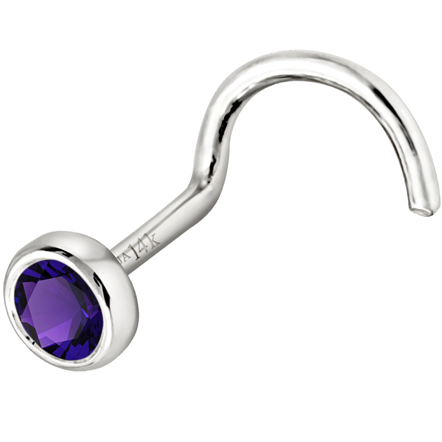 Jewelry Avalanche 22G 14K Gold Bezel-set Amethyst Nose Screw Nose Stud
