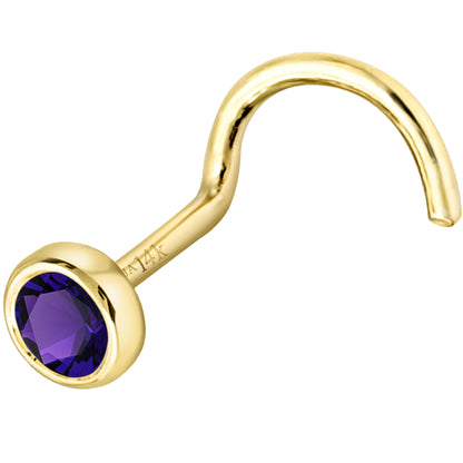 Jewelry Avalanche 22G 14K Gold Bezel-set Amethyst Nose Screw Nose Stud