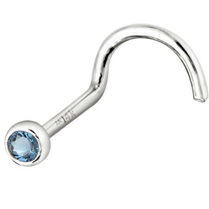Jewelry Avalanche 22G 14K Gold Bezel-set Aquamarine Nose Screw Nose Stud