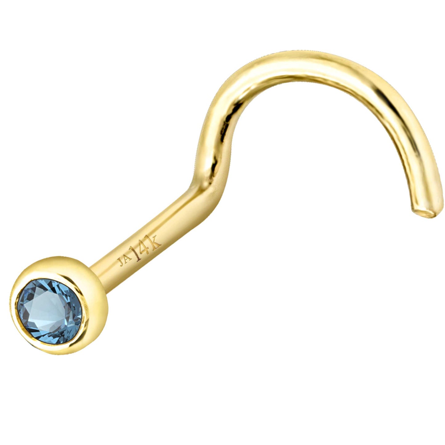Jewelry Avalanche 22G 14K Gold Bezel-set Aquamarine Nose Screw Nose Stud