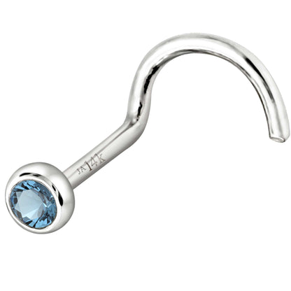 Jewelry Avalanche 22G 14K Gold Bezel-set Aquamarine Nose Screw Nose Stud