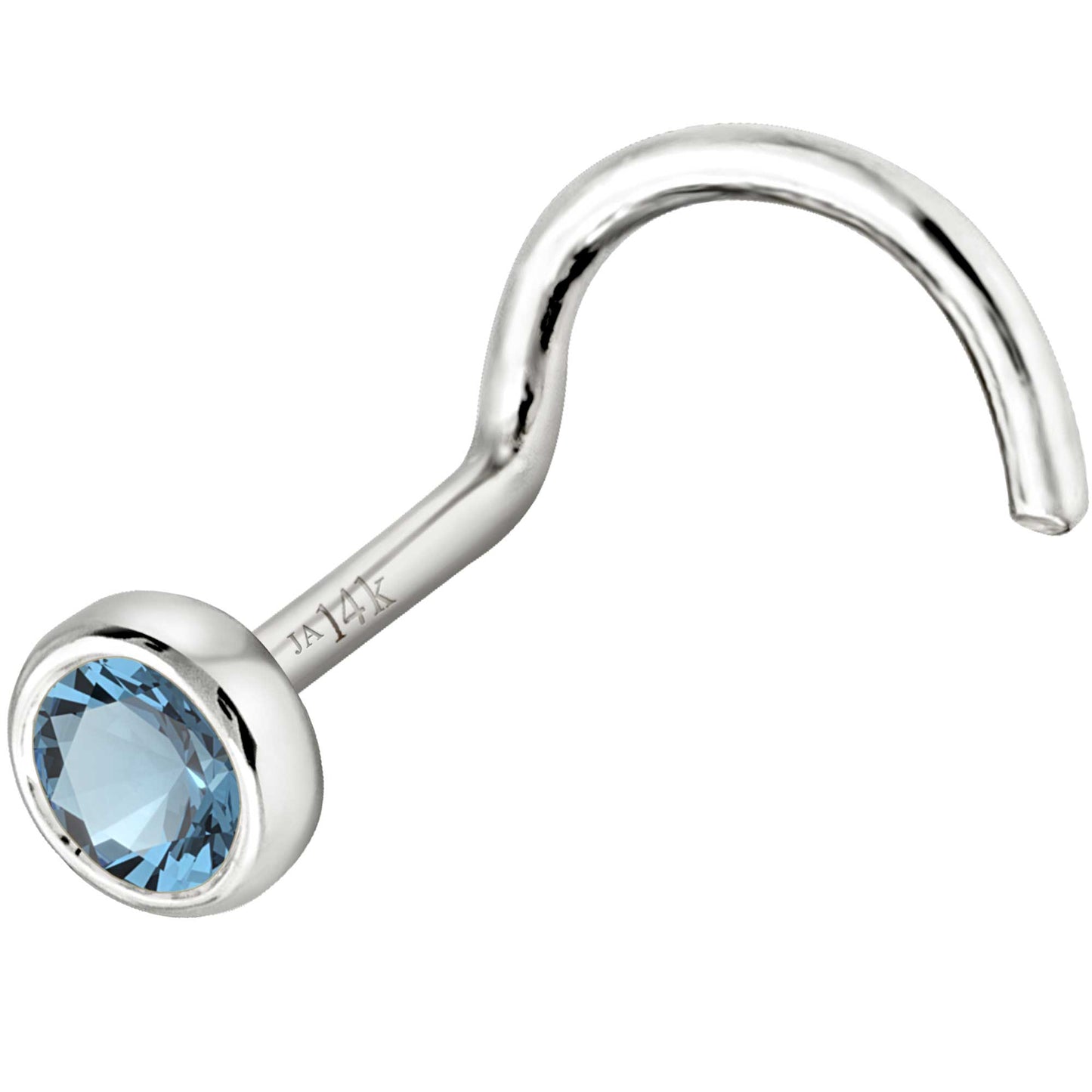Jewelry Avalanche 22G 14K Gold Bezel-set Aquamarine Nose Screw Nose Stud