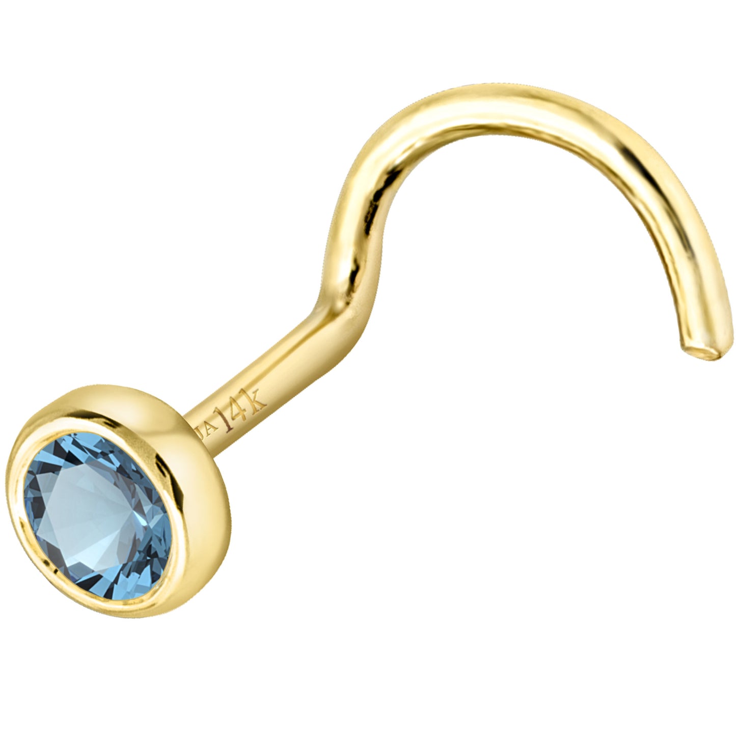 Jewelry Avalanche 22G 14K Gold Bezel-set Aquamarine Nose Screw Nose Stud