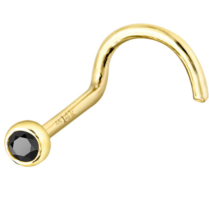 Jewelry Avalanche 22G 14K Gold Bezel-set Black Diamond Nose Screw Nose Stud