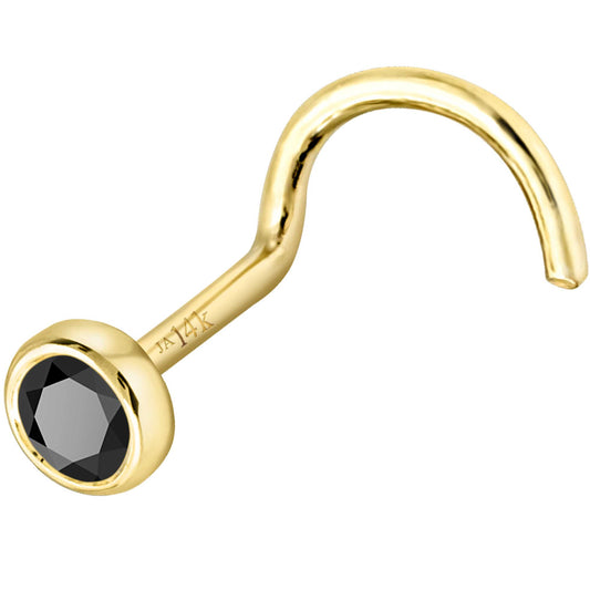 Jewelry Avalanche 22G 14K Gold Bezel-set Black Diamond Nose Screw Nose Stud