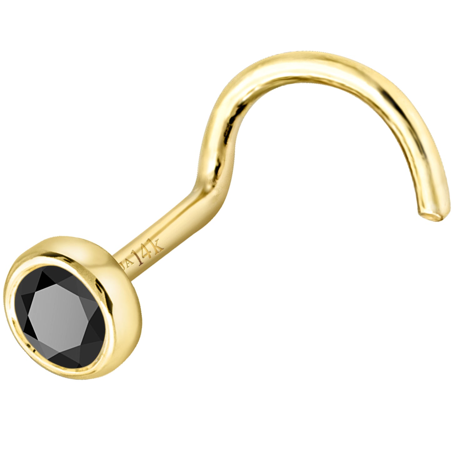 Jewelry Avalanche 22G 14K Gold Bezel-set Black Diamond Nose Screw Nose Stud