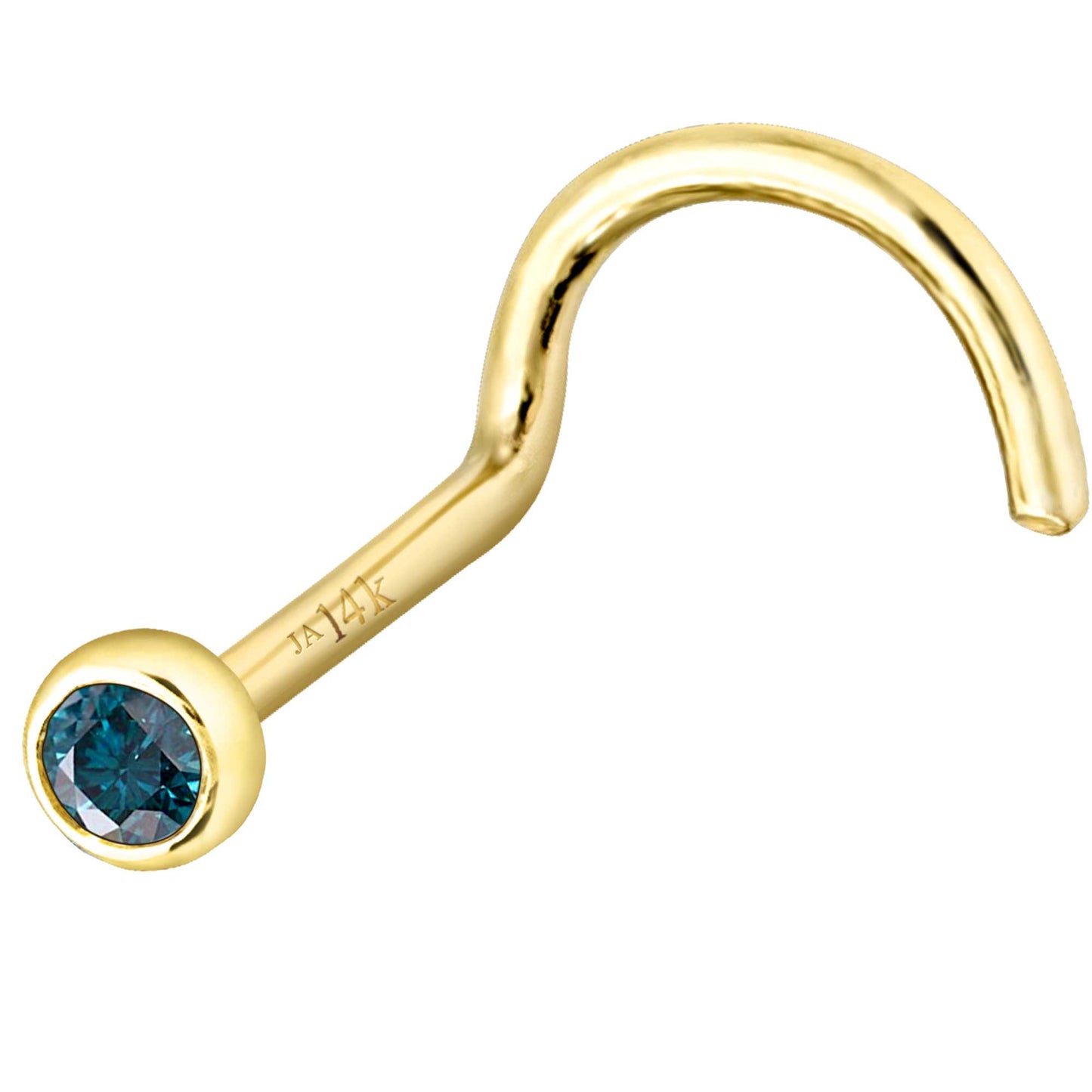 Jewelry Avalanche 22G 14K Gold Bezel-set Blue Diamond Nose Screw Nose Stud