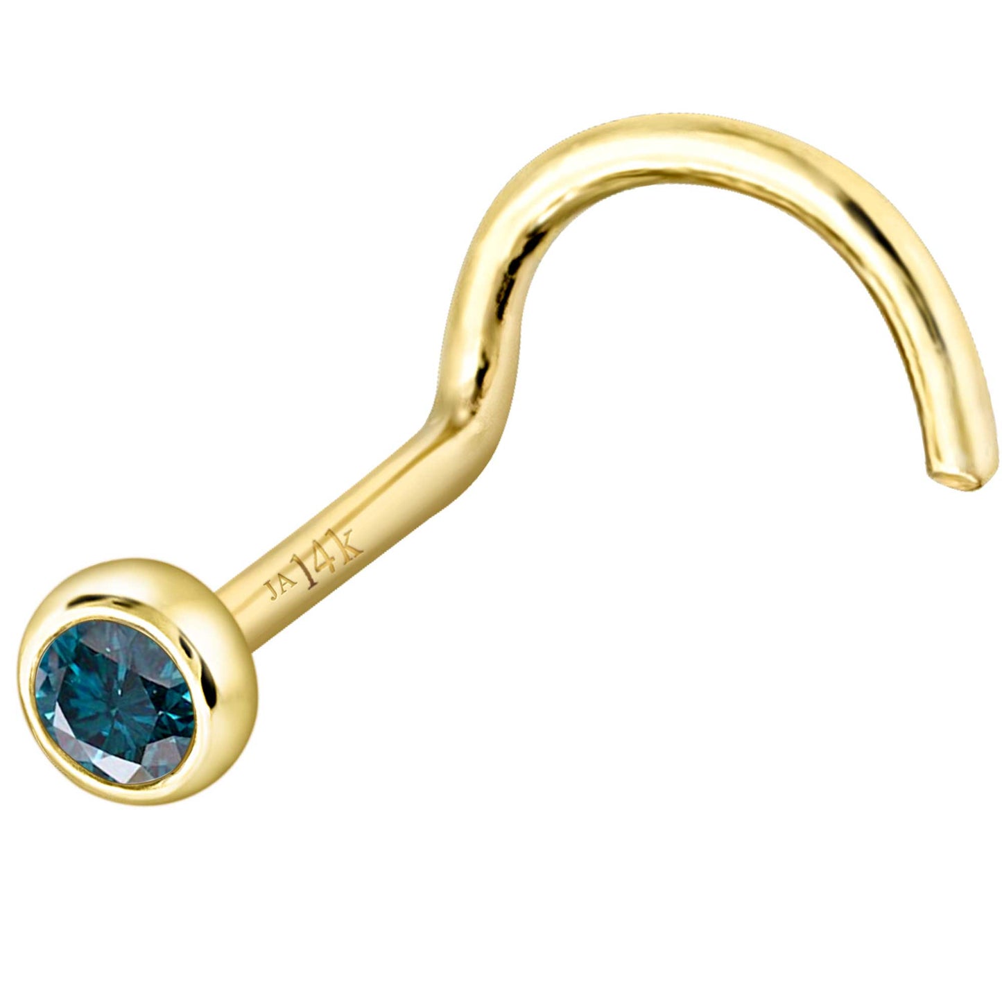 Jewelry Avalanche 22G 14K Gold Bezel-set Blue Diamond Nose Screw Nose Stud