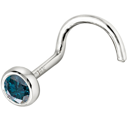 Jewelry Avalanche 22G 14K Gold Bezel-set Blue Diamond Nose Screw Nose Stud