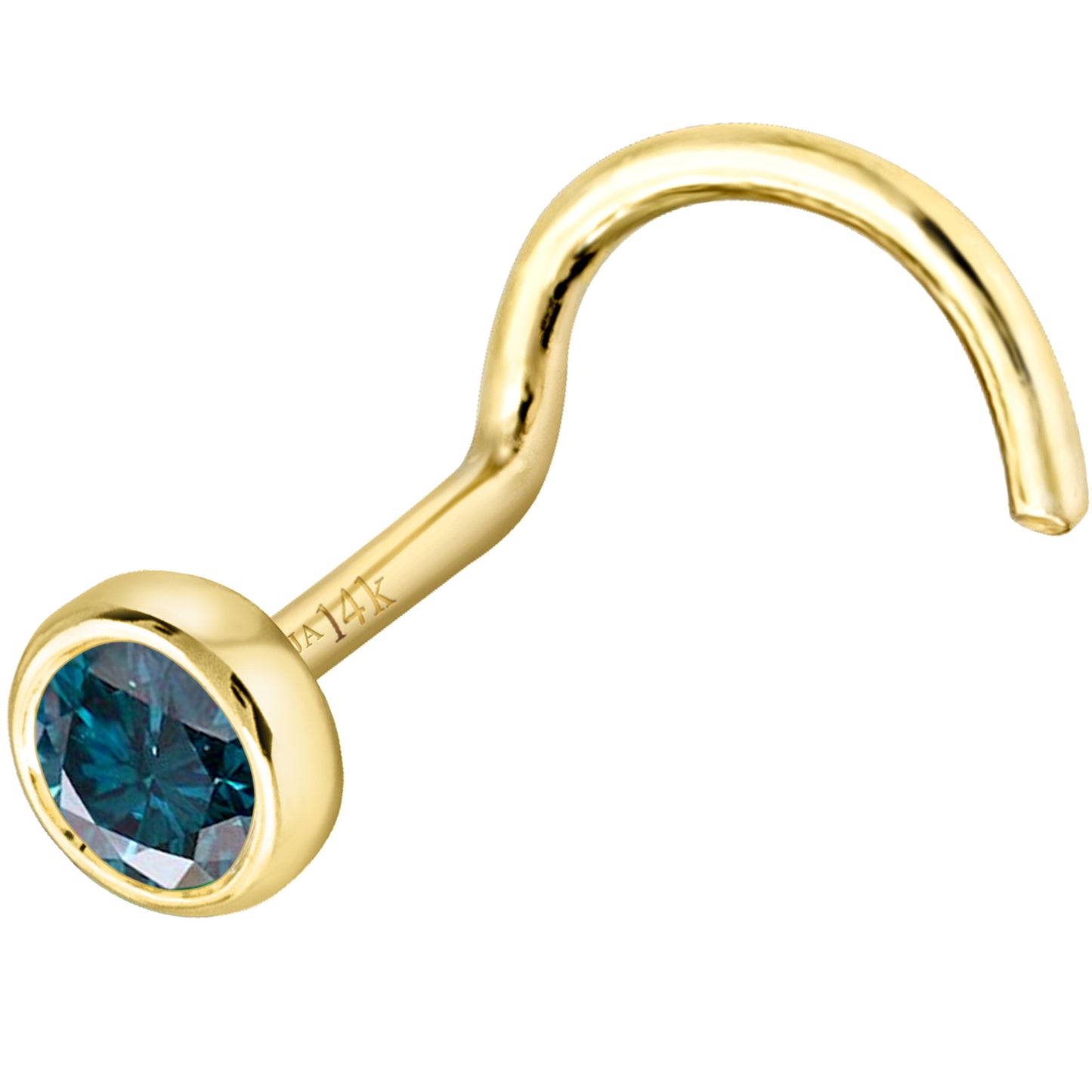 Jewelry Avalanche 22G 14K Gold Bezel-set Blue Diamond Nose Screw Nose Stud