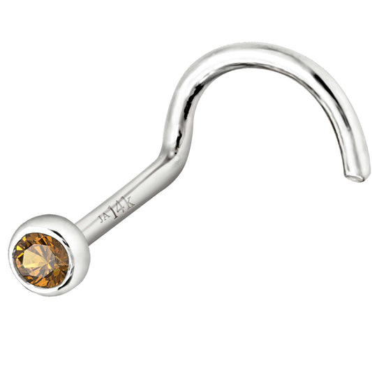 Jewelry Avalanche 22G 14K Gold Bezel-set Citrine Nose Screw Nose Stud