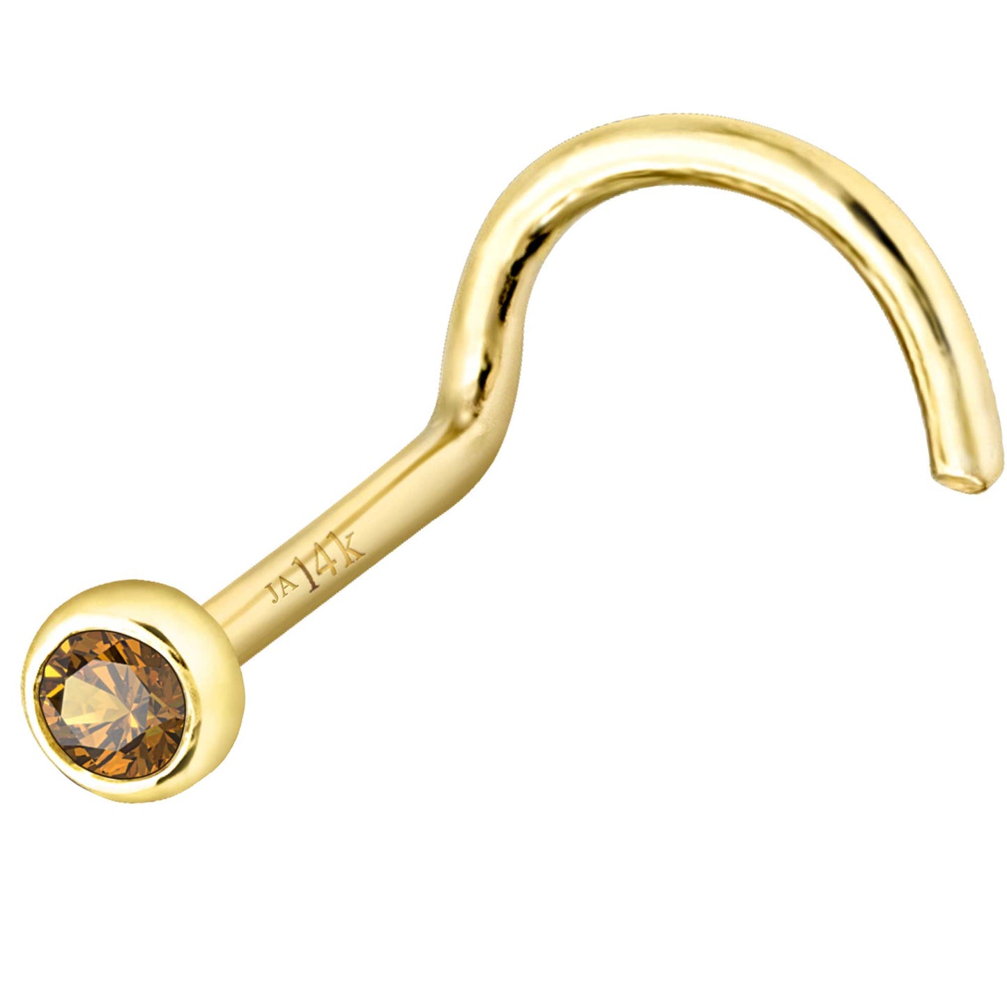 Jewelry Avalanche 22G 14K Gold Bezel-set Citrine Nose Screw Nose Stud