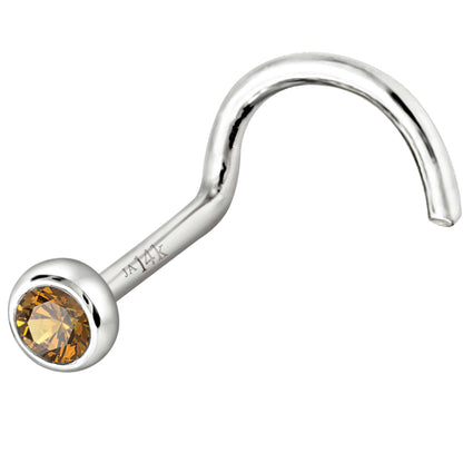 Jewelry Avalanche 22G 14K Gold Bezel-set Citrine Nose Screw Nose Stud