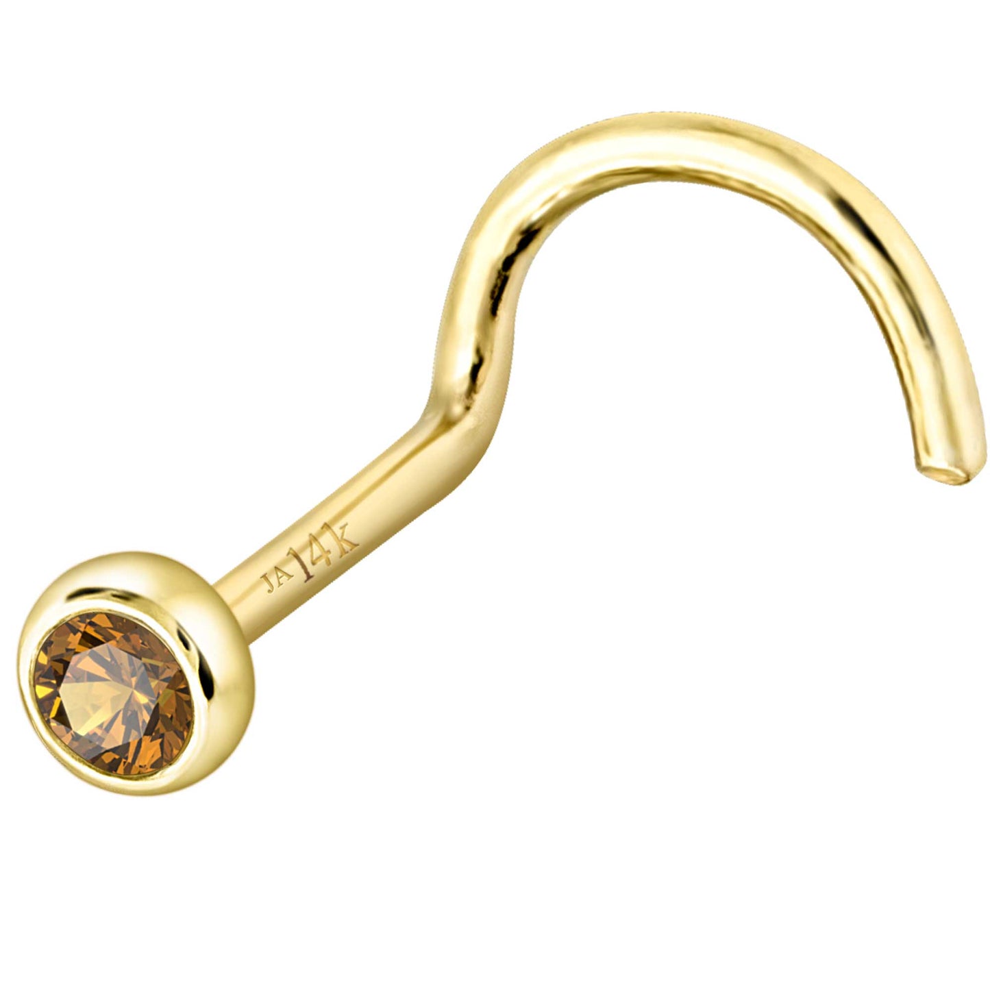 Jewelry Avalanche 22G 14K Gold Bezel-set Citrine Nose Screw Nose Stud