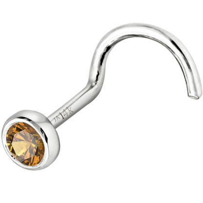 Jewelry Avalanche 22G 14K Gold Bezel-set Citrine Nose Screw Nose Stud