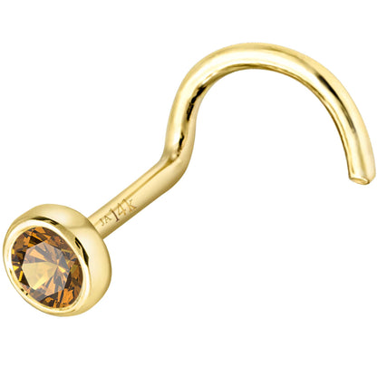 Jewelry Avalanche 22G 14K Gold Bezel-set Citrine Nose Screw Nose Stud