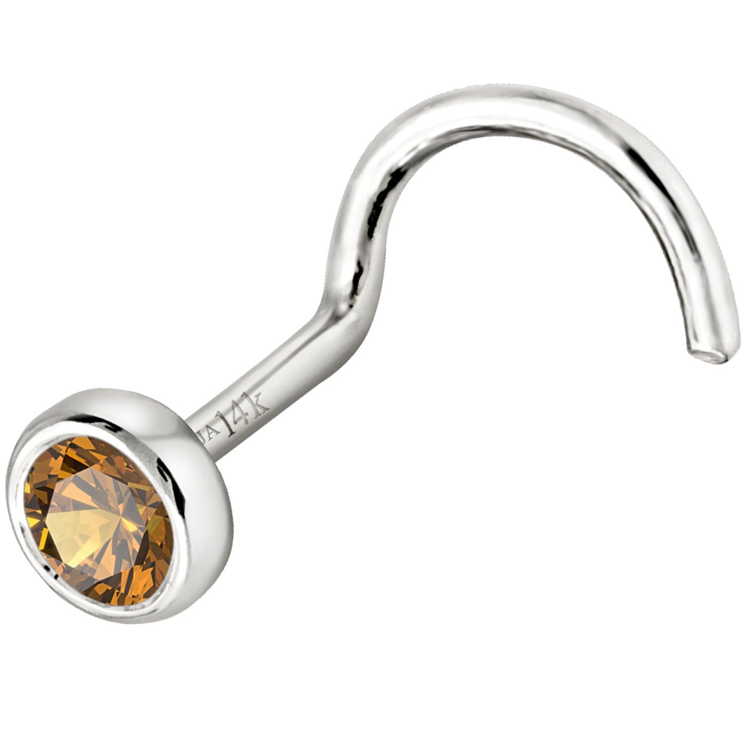 Jewelry Avalanche 22G 14K Gold Bezel-set Citrine Nose Screw Nose Stud