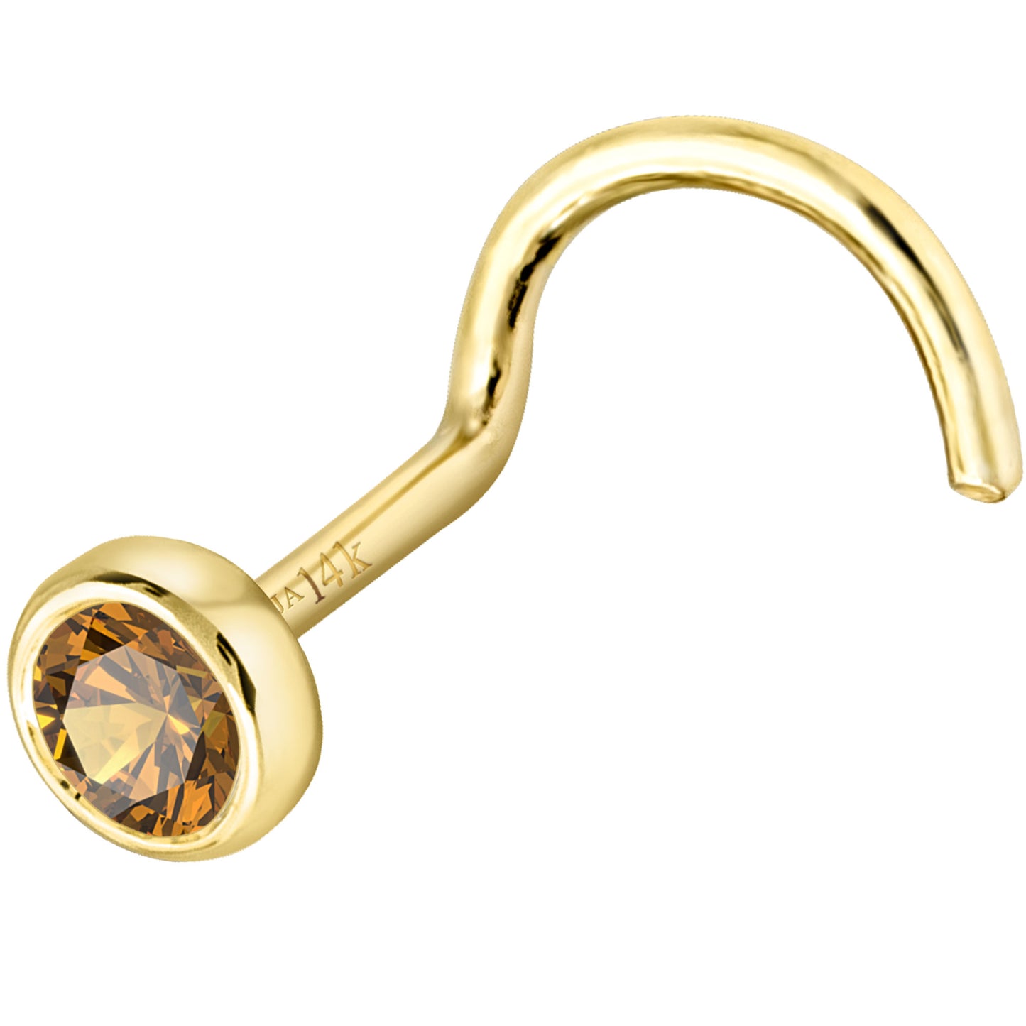 Jewelry Avalanche 22G 14K Gold Bezel-set Citrine Nose Screw Nose Stud