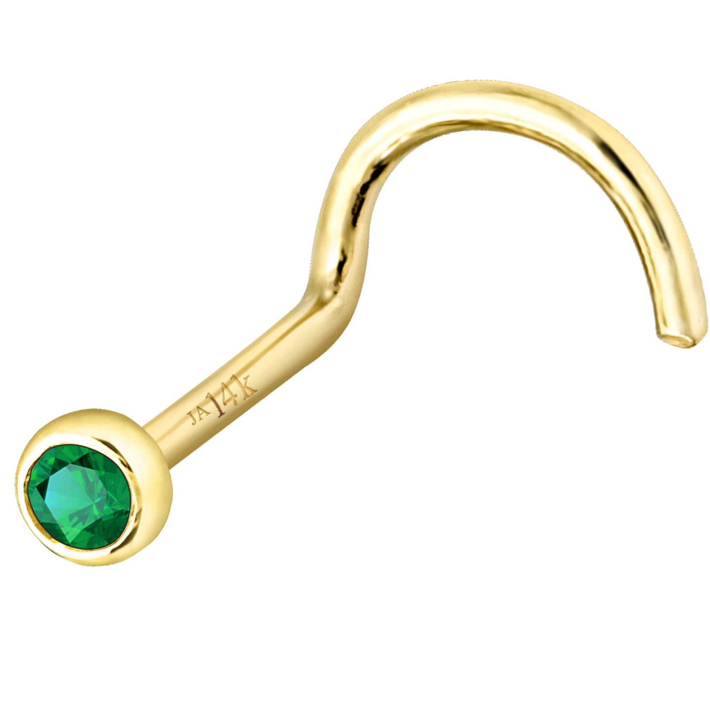 Jewelry Avalanche 22G 14K Gold Bezel-set Emerald Nose Screw Nose Stud