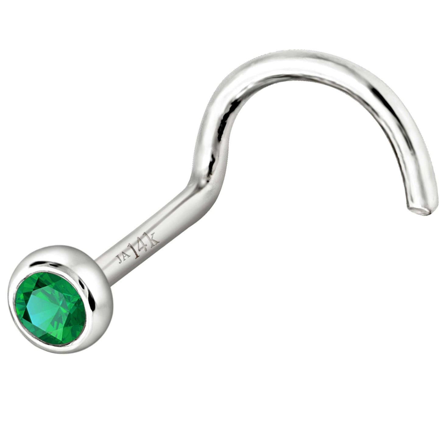 Jewelry Avalanche 22G 14K Gold Bezel-set Emerald Nose Screw Nose Stud