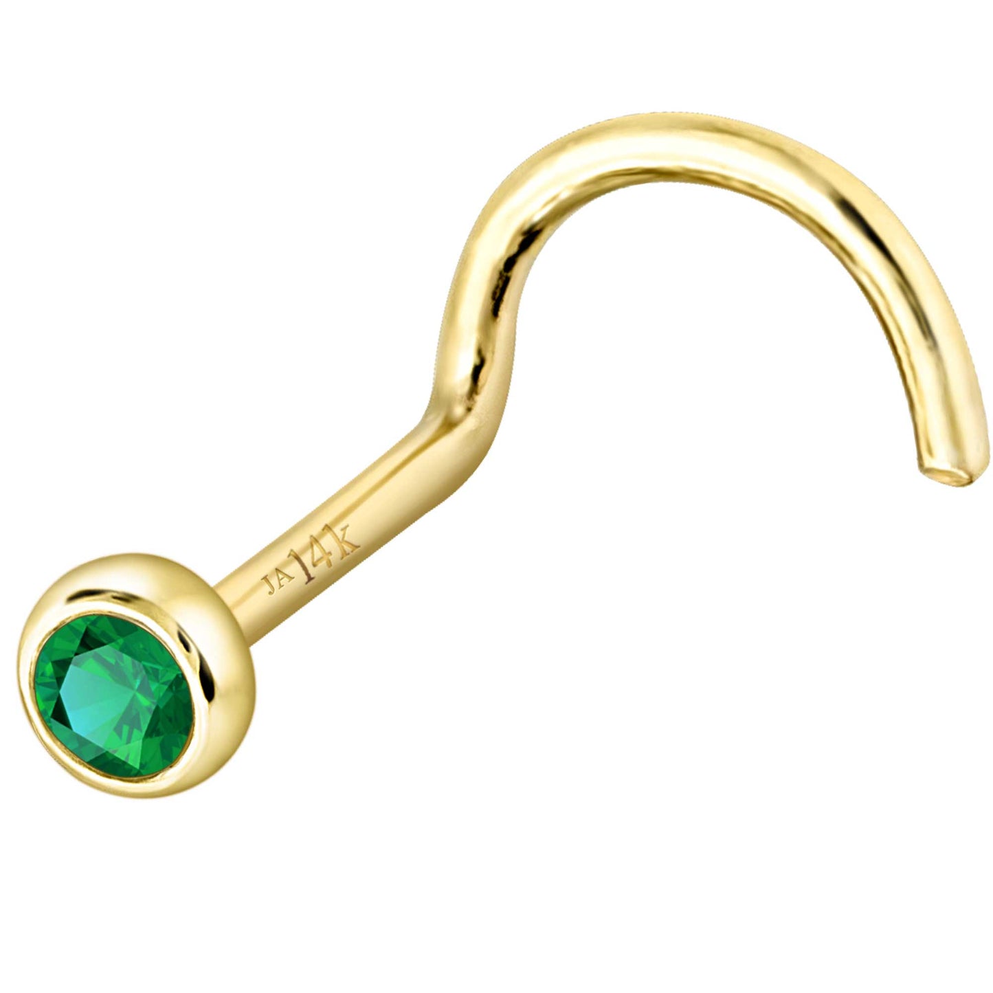 Jewelry Avalanche 22G 14K Gold Bezel-set Emerald Nose Screw Nose Stud