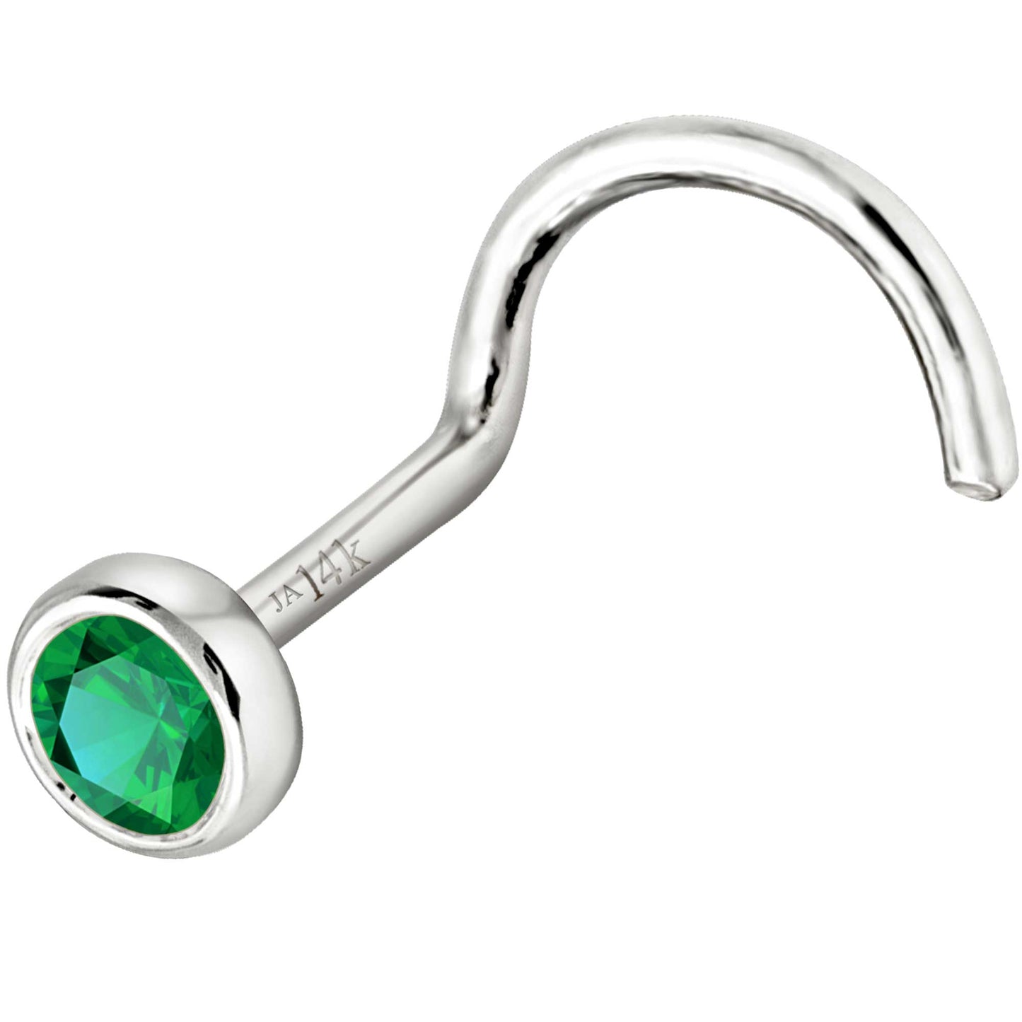 Jewelry Avalanche 22G 14K Gold Bezel-set Emerald Nose Screw Nose Stud