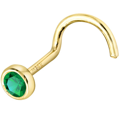 Jewelry Avalanche 22G 14K Gold Bezel-set Emerald Nose Screw Nose Stud
