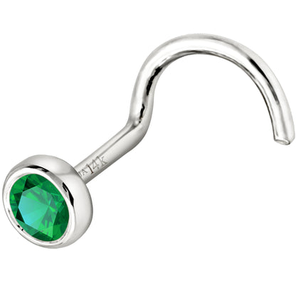 Jewelry Avalanche 22G 14K Gold Bezel-set Emerald Nose Screw Nose Stud