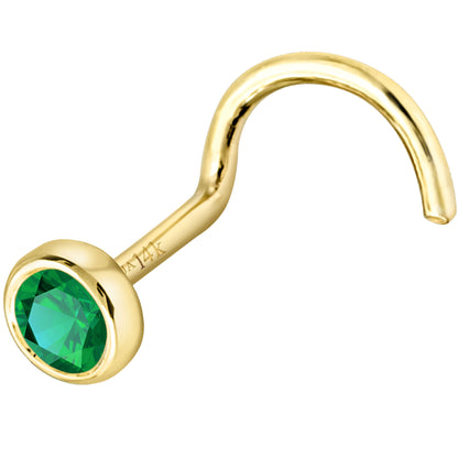 Jewelry Avalanche 22G 14K Gold Bezel-set Emerald Nose Screw Nose Stud
