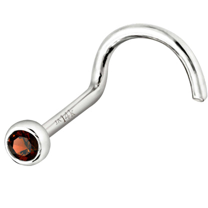 Jewelry Avalanche 22G 14K Gold Bezel-set Garnet Nose Screw Nose Stud