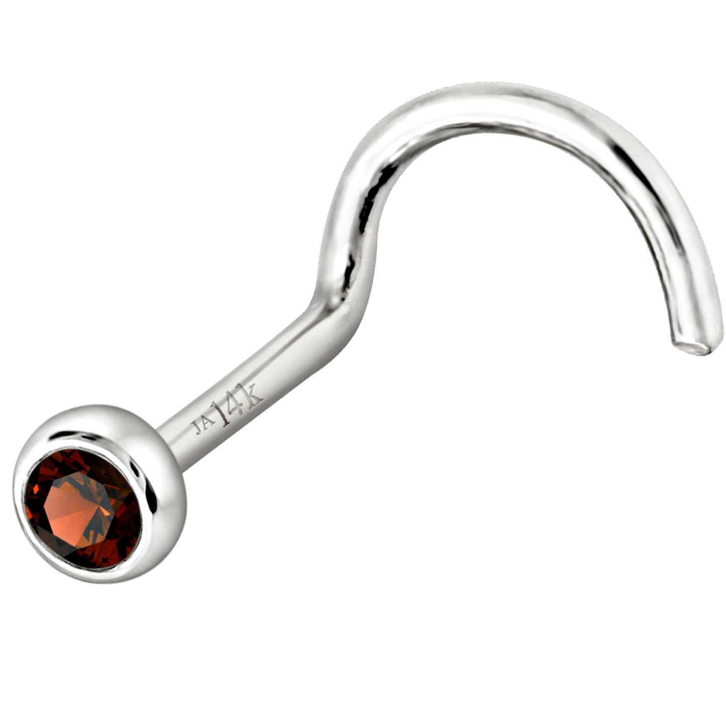 Jewelry Avalanche 22G 14K Gold Bezel-set Garnet Nose Screw Nose Stud