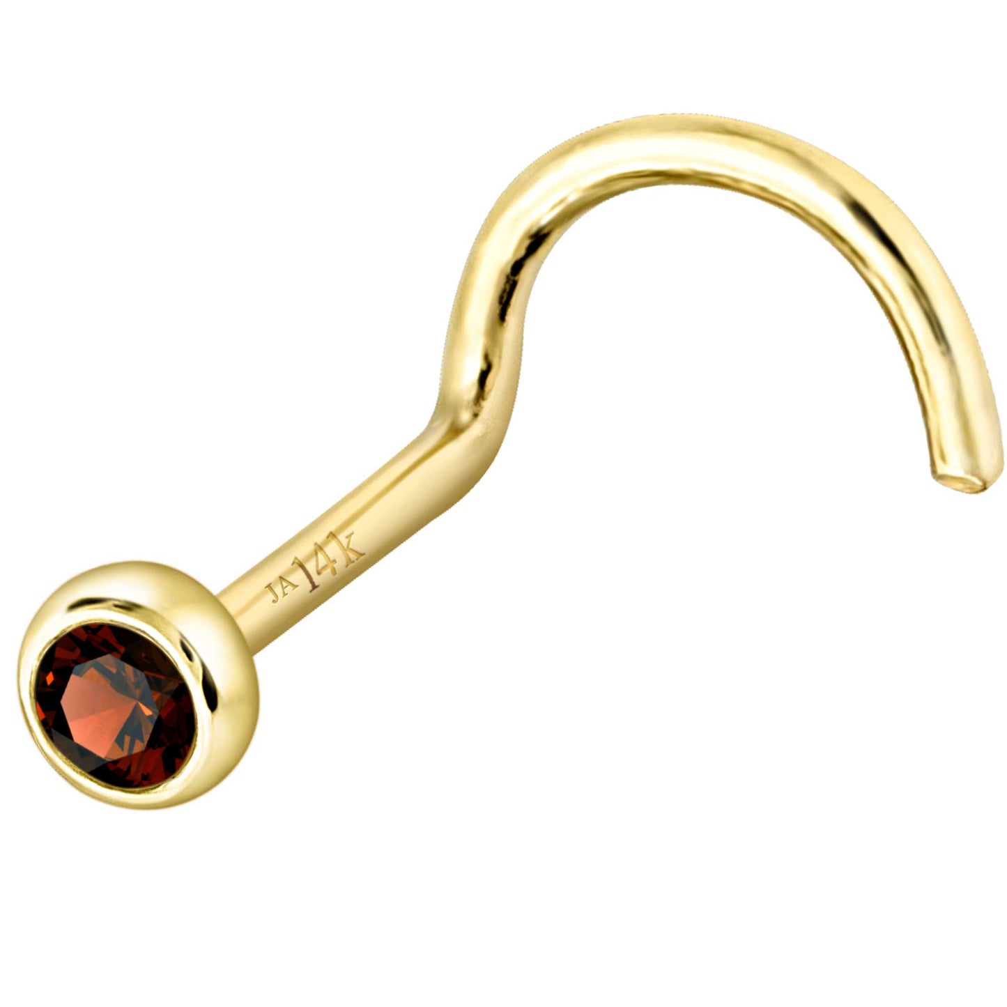 Jewelry Avalanche 22G 14K Gold Bezel-set Garnet Nose Screw Nose Stud