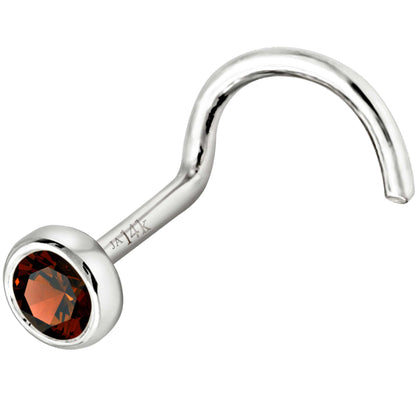 Jewelry Avalanche 22G 14K Gold Bezel-set Garnet Nose Screw Nose Stud