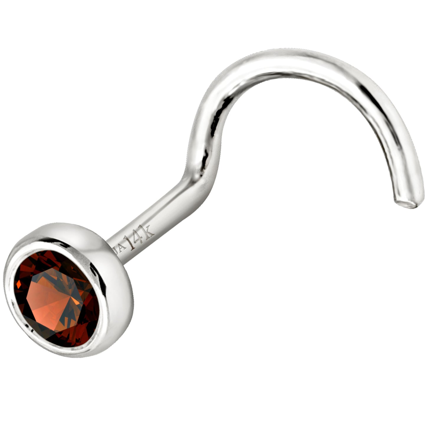 Jewelry Avalanche 22G 14K Gold Bezel-set Garnet Nose Screw Nose Stud