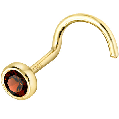 Jewelry Avalanche 22G 14K Gold Bezel-set Garnet Nose Screw Nose Stud