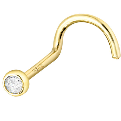 Jewelry Avalanche 22G 14K Gold Bezel-set Moissanite Nose Screw Nose Stud
