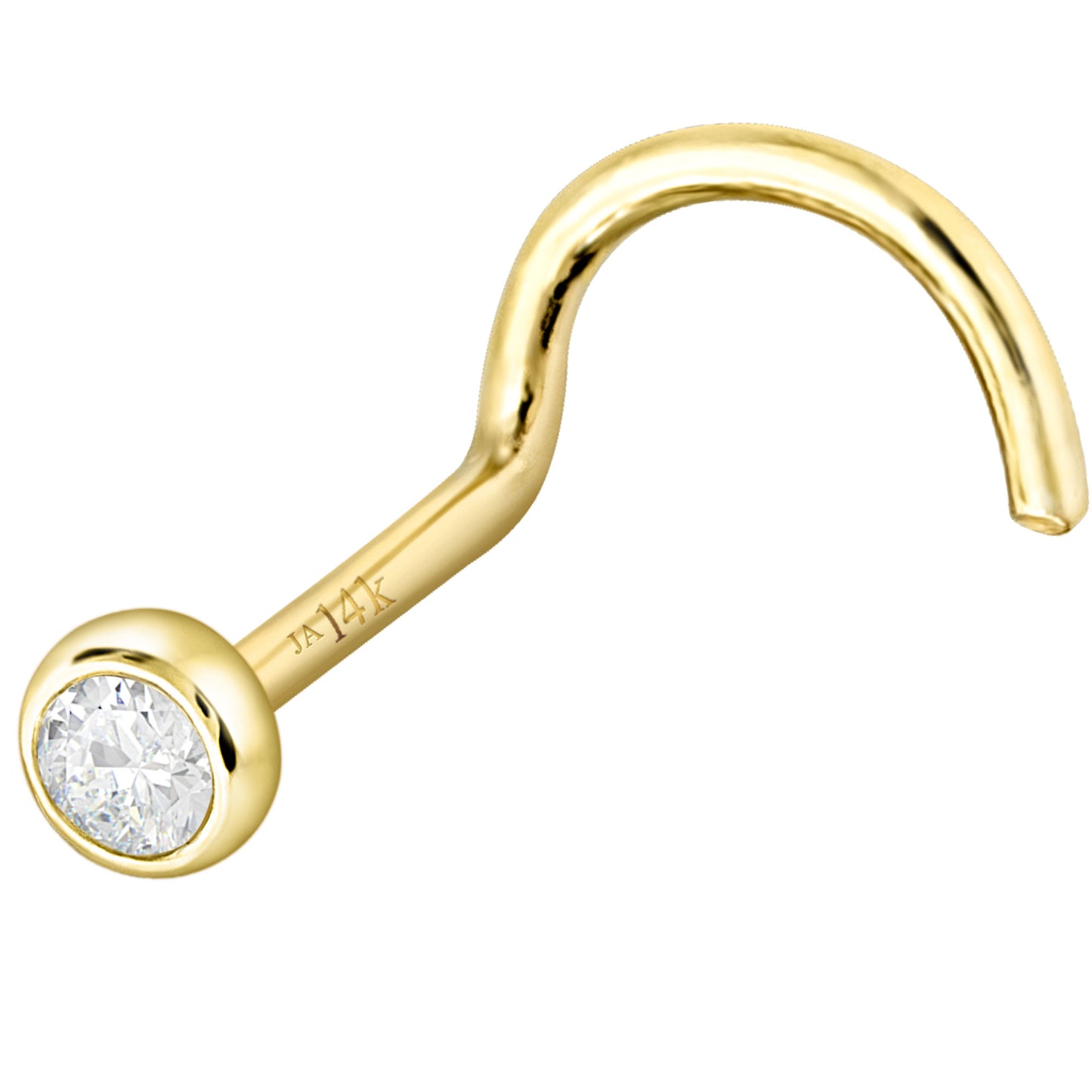 Jewelry Avalanche 22G 14K Gold Bezel-set Moissanite Nose Screw Nose Stud