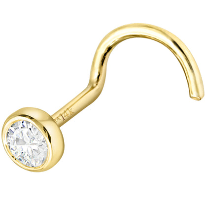 Jewelry Avalanche 22G 14K Gold Bezel-set Moissanite Nose Screw Nose Stud