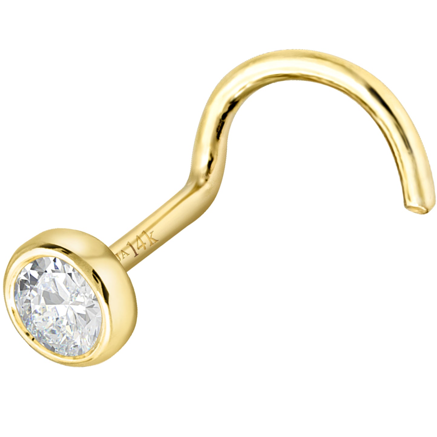 Jewelry Avalanche 22G 14K Gold Bezel-set Moissanite Nose Screw Nose Stud