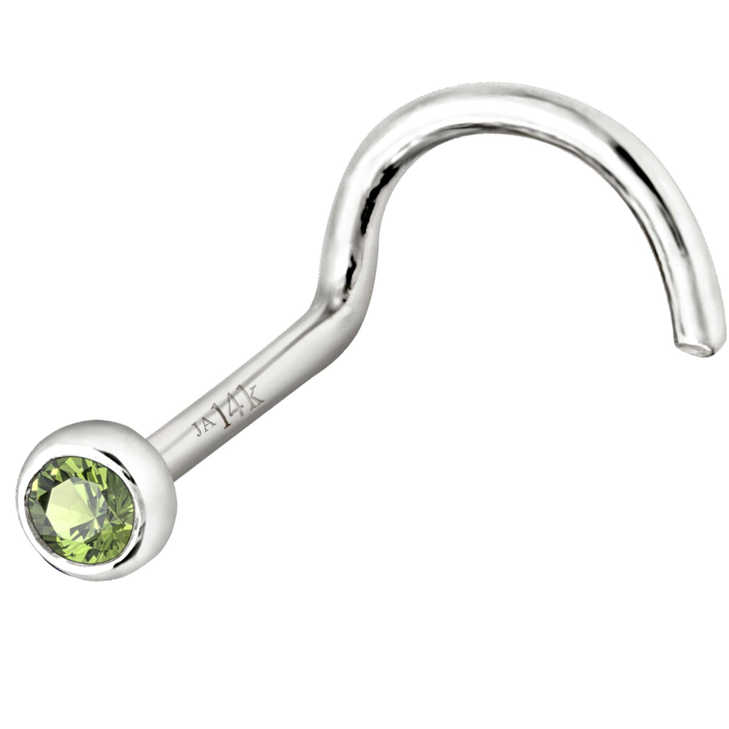 Jewelry Avalanche 22G 14K Gold Bezel-set Peridot Nose Screw Nose Stud